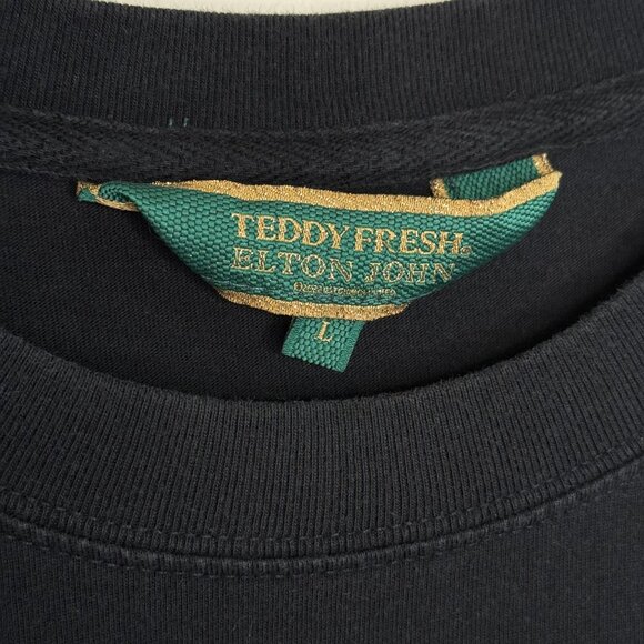 Teddy Fresh Elton John Black Graphic T-Shirt, L - Picture 6 of 9